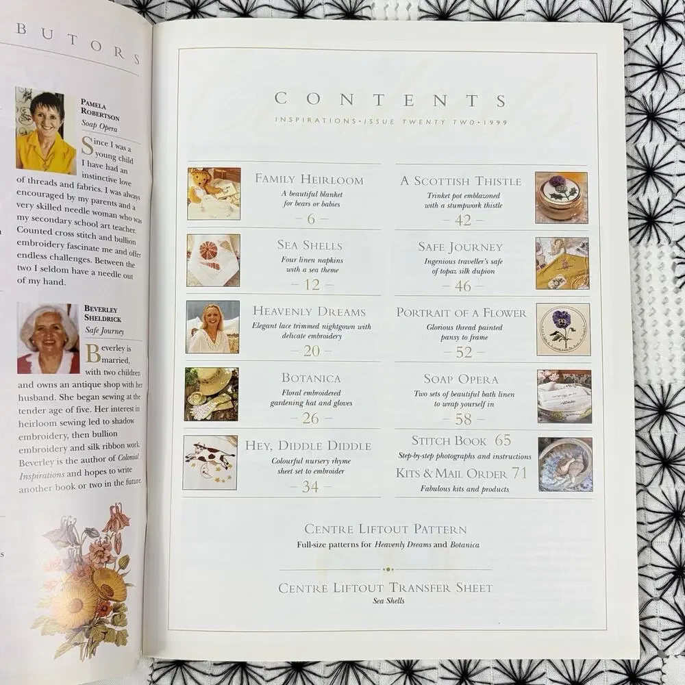 Inspirations Embroidery Magazine 1999 Issue 22 Floral Cottage Seashell Nursery